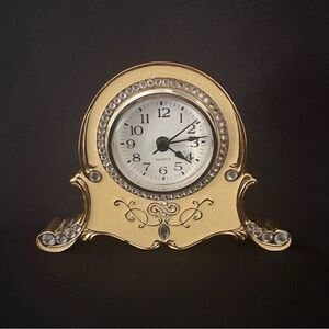 Vintage Style Decorative Small Quartz Clock – Enameled & Rhinestone Embellished